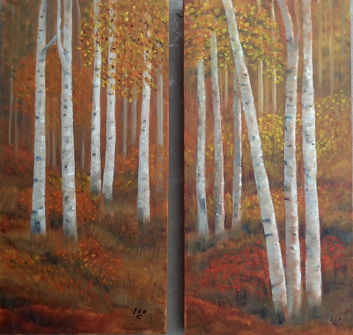 24x24kWoodland Colours #1&2 combined to make a diptych