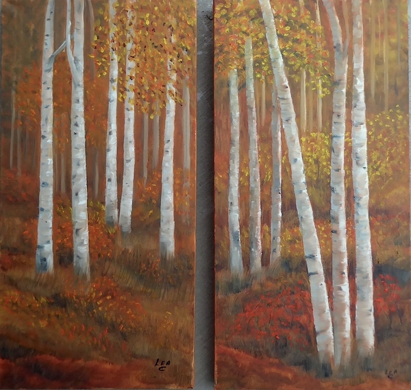 24x24kWoodland Colours #1&2 combined to make a diptych