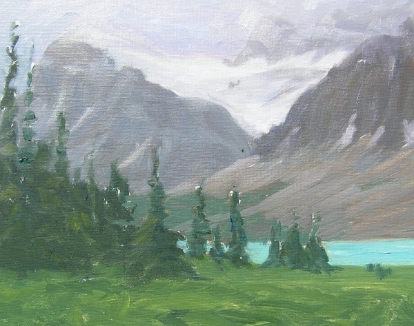 Misty Day Bow Lake - en plein air