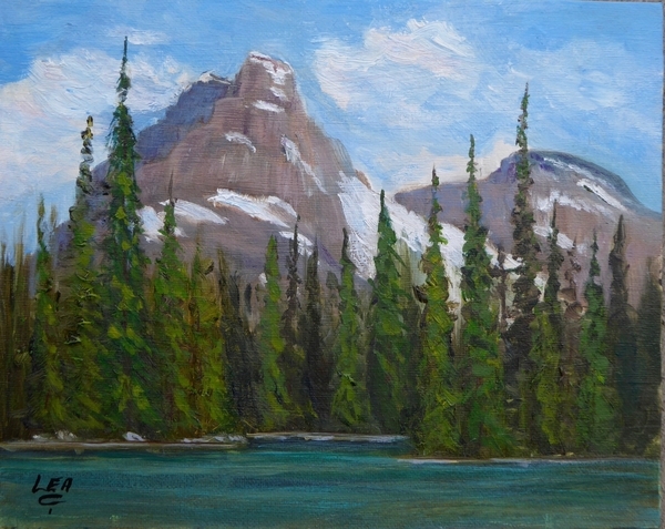 Mount Cathedral From Lower Lake O'Hara - en plein air